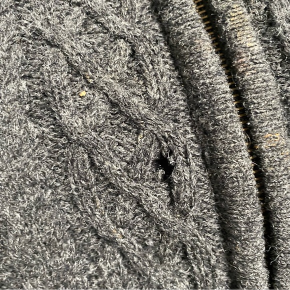 Aran Crafts Ireland 100% Pure New Wool Sweater Gray Full Zip Size S - Picture 3 of 5